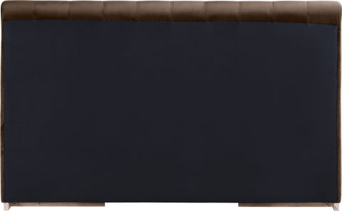 Blaire Brown Velvet Upholstered King Bed, 1 Piece (Style 2)