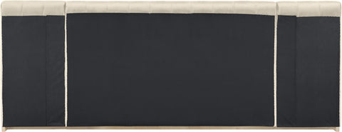 Blaire Cream Velvet Upholstered King Bed, 1 Piece