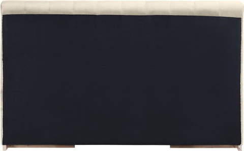 Blaire Cream Velvet Upholstered King Bed, 1 Piece (Style 2)