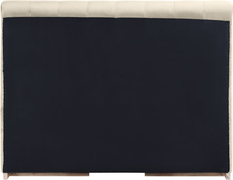 Blaire Cream Velvet Upholstered Queen Bed, 1 Piece (Style 2)