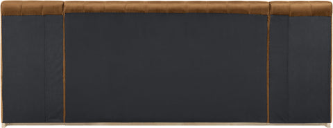 Blaire Saddle Velvet Upholstered King Bed, 1 Piece