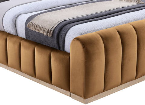 Blaire Saddle Velvet Upholstered King Bed, 1 Piece