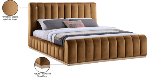 Blaire Saddle Velvet Upholstered King Bed, 1 Piece (Style 2)