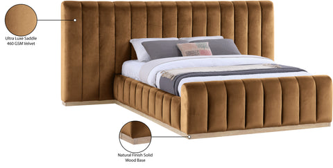 Blaire Saddle Velvet Upholstered Queen Bed, 1 Piece