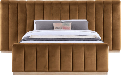 Blaire Saddle Velvet Upholstered Queen Bed, 1 Piece