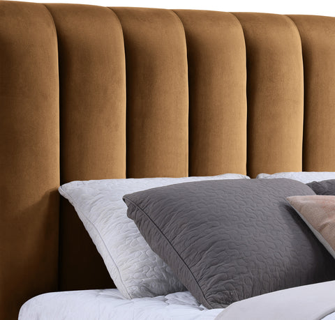 Blaire Saddle Velvet Upholstered Queen Bed, 1 Piece