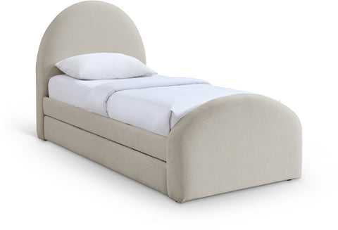 Zadie Beige Chenille Fabric Upholstered Twin Trundle Bed, 1 Piece