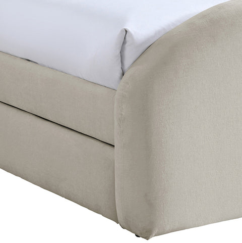 Zadie Beige Chenille Fabric Upholstered Twin Trundle Bed, 1 Piece