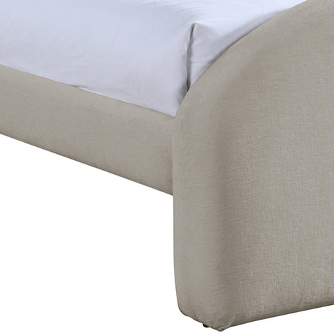 Zadie Beige Chenille Fabric Upholstered Twin Bed, 1 Piece