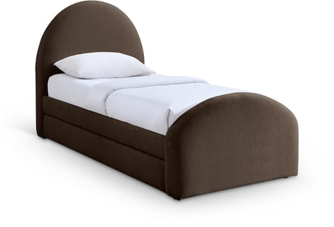 Zadie Brown Chenille Fabric Upholstered Twin Trundle Bed, 1 Piece