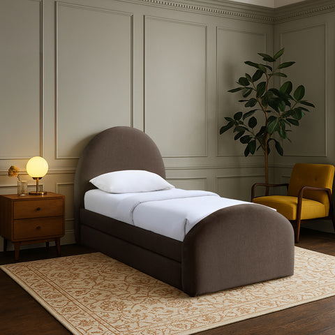 Zadie Brown Chenille Fabric Upholstered Twin Trundle Bed, 1 Piece