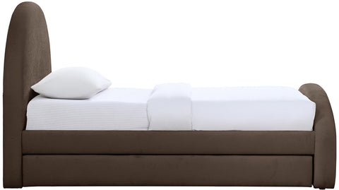 Zadie Brown Chenille Fabric Upholstered Twin Trundle Bed, 1 Piece