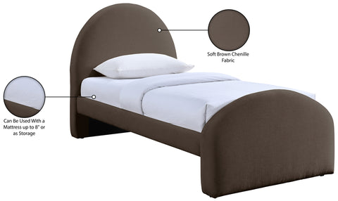 Zadie Brown Chenille Fabric Upholstered Twin Bed, 1 Piece