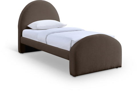 Zadie Brown Chenille Fabric Upholstered Twin Bed, 1 Piece