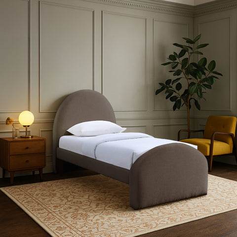 Zadie Brown Chenille Fabric Upholstered Twin Bed, 1 Piece