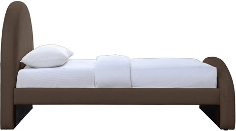 Zadie Brown Chenille Fabric Upholstered Twin Bed, 1 Piece