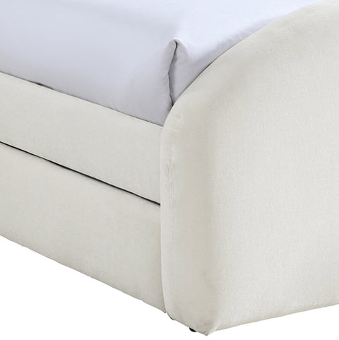 Zadie Cream Chenille Fabric Upholstered Twin Trundle Bed, 1 Piece