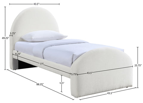 Zadie Cream Chenille Fabric Upholstered Twin Bed, 1 Piece