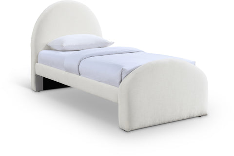 Zadie Cream Chenille Fabric Upholstered Twin Bed, 1 Piece