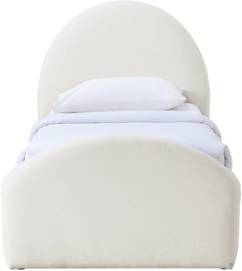 Zadie Cream Chenille Fabric Upholstered Twin Bed, 1 Piece