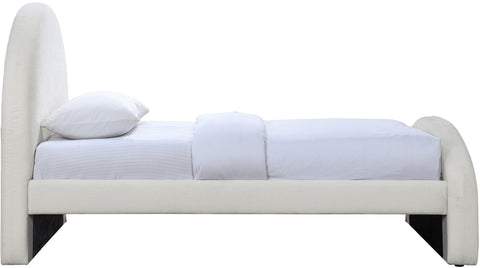 Zadie Cream Chenille Fabric Upholstered Twin Bed, 1 Piece