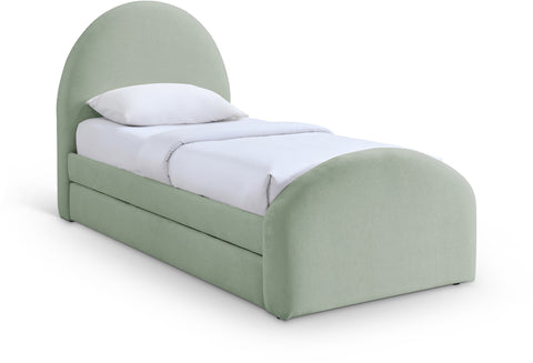 Zadie Mint Chenille Fabric Upholstered Twin Trundle Bed, 1 Piece