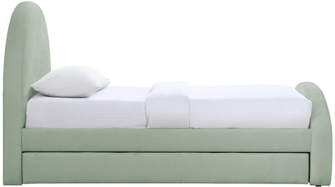 Zadie Mint Chenille Fabric Upholstered Twin Trundle Bed, 1 Piece