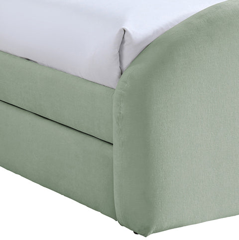 Zadie Mint Chenille Fabric Upholstered Twin Trundle Bed, 1 Piece