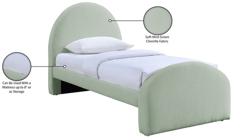 Zadie Mint Chenille Fabric Upholstered Twin Bed, 1 Piece