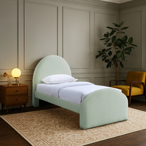 Zadie Mint Chenille Fabric Upholstered Twin Bed, 1 Piece