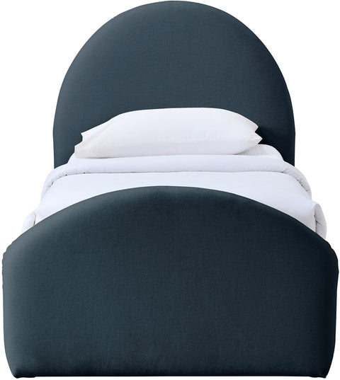 Zadie Navy Chenille Fabric Upholstered Twin Trundle Bed, 1 Piece
