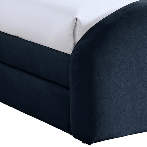 Zadie Navy Chenille Fabric Upholstered Twin Trundle Bed, 1 Piece
