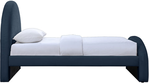 Zadie Navy Chenille Fabric Upholstered Twin Bed, 1 Piece