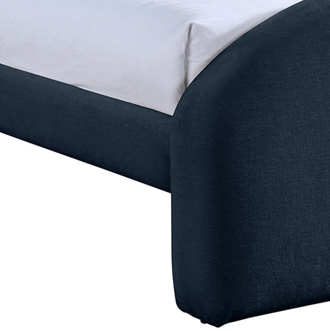 Zadie Navy Chenille Fabric Upholstered Twin Bed, 1 Piece