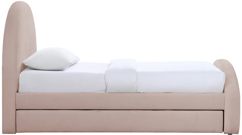 Zadie Pink Chenille Fabric Upholstered Twin Trundle Bed, 1 Piece