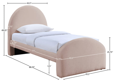 Zadie Pink Chenille Fabric Upholstered Twin Bed, 1 Piece
