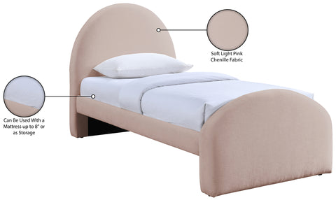 Zadie Pink Chenille Fabric Upholstered Twin Bed, 1 Piece