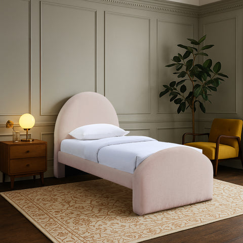 Zadie Pink Chenille Fabric Upholstered Twin Bed, 1 Piece