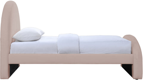 Zadie Pink Chenille Fabric Upholstered Twin Bed, 1 Piece