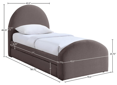 Zadie Purple Chenille Fabric Upholstered Twin Trundle Bed, 1 Piece
