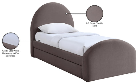 Zadie Purple Chenille Fabric Upholstered Twin Trundle Bed, 1 Piece
