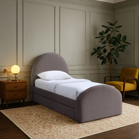 Zadie Purple Chenille Fabric Upholstered Twin Trundle Bed, 1 Piece