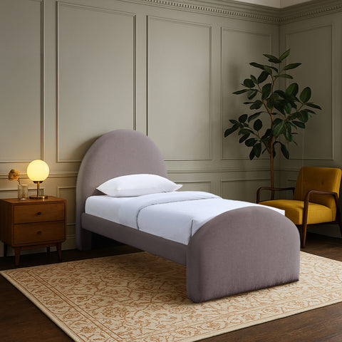 Zadie Purple Chenille Fabric Upholstered Twin Bed, 1 Piece