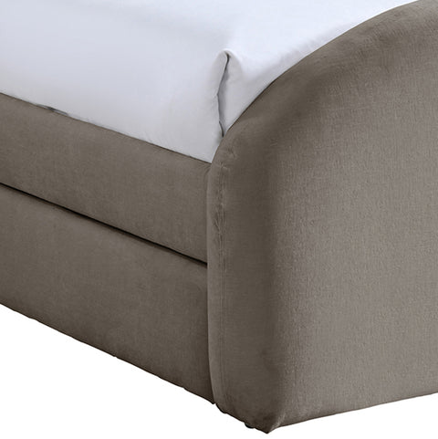 Zadie Taupe Chenille Fabric Upholstered Twin Trundle Bed, 1 Piece