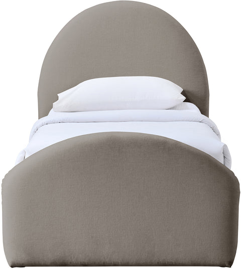 Zadie Taupe Chenille Fabric Upholstered Twin Bed, 1 Piece