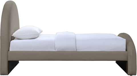 Zadie Taupe Chenille Fabric Upholstered Twin Bed, 1 Piece