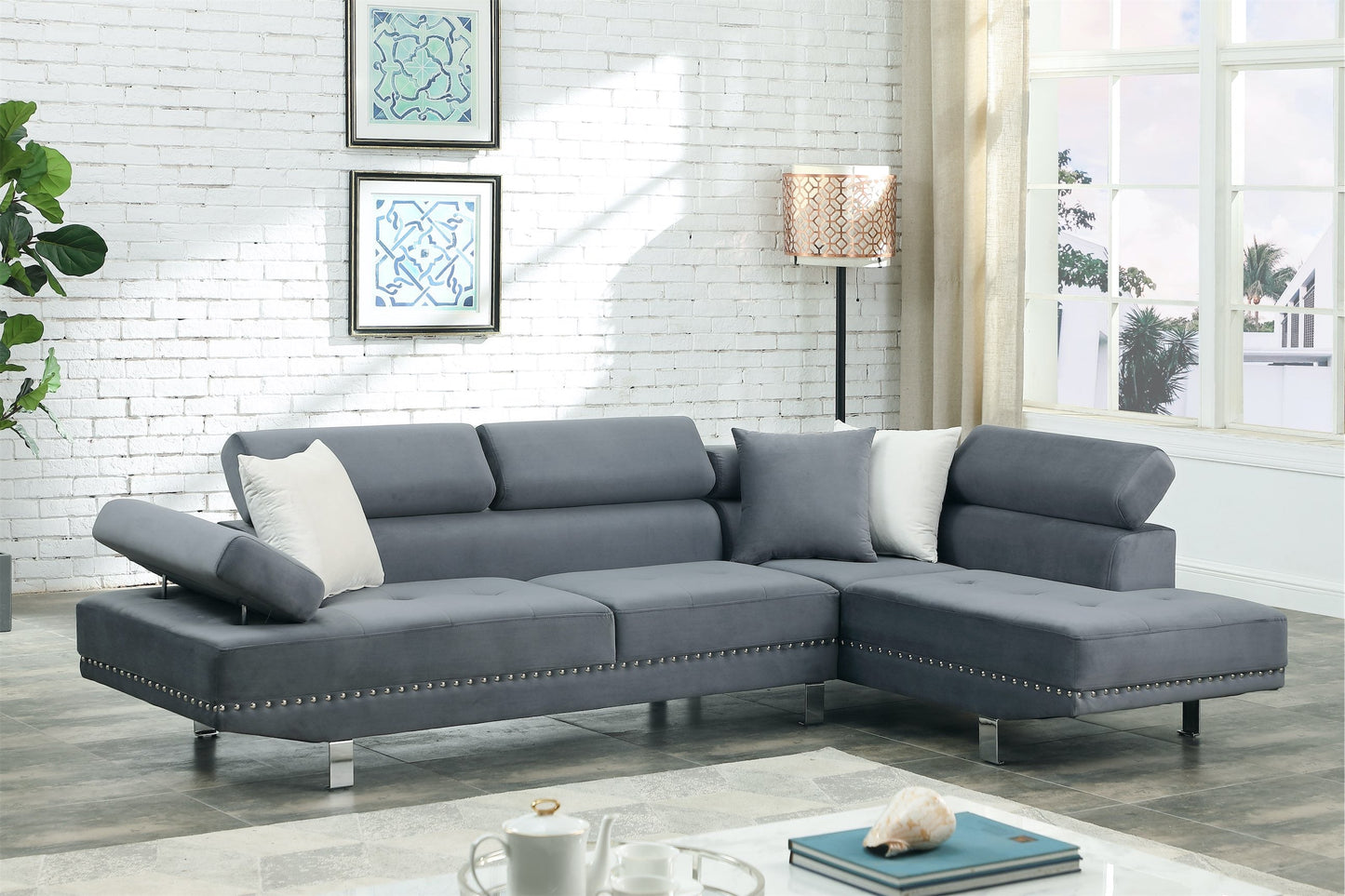 angelo deluxe gray sectional