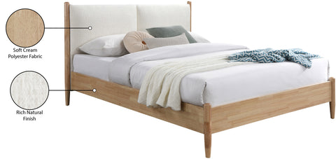 Faye Cream Fabric Upholstered Full Bed, 1 Piece