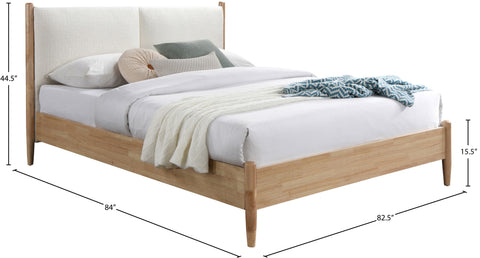 Faye Cream Fabric Upholstered King Bed, 1 Piece