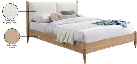 Faye Cream Fabric Upholstered King Bed, 1 Piece